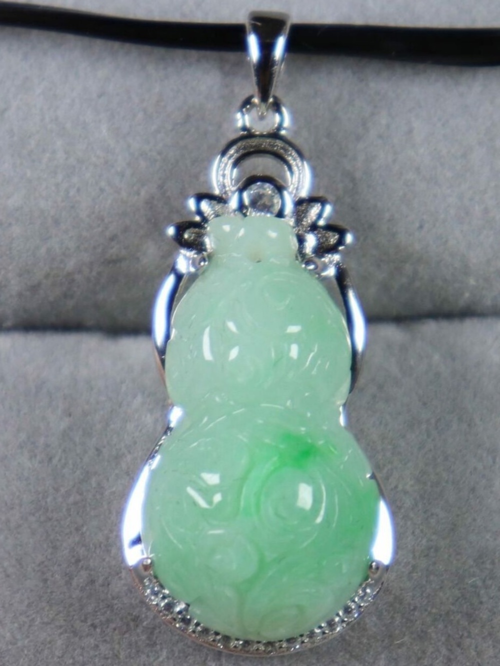 S925 Silver Certified Green 100% Natural A Jade jadeite Pendant gourd